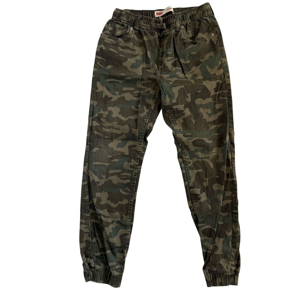Levis Boys Camo Jogger Pants Green Camouflage Elastic Waist Size 14 G818-E4D